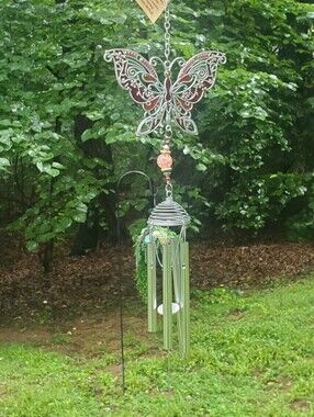Pewterworks™ Butterfly Wind Chime by Carson Home Red Orange Suncatcher NWT | NIB